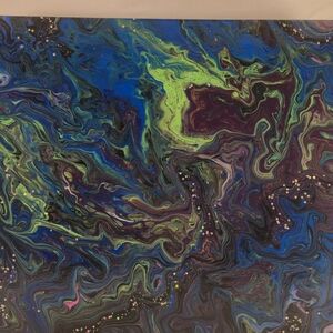 Vibrant Blue and Green Abstract Canvas Art